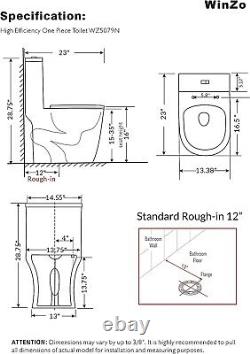 OPEN BOX WinZo WZ5079N One Piece Toilet Dual Flush Short for Modern TinyBathroom