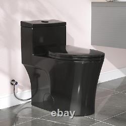 One Piece Black Toilet Dual Flush 0.8/1.28 GPF&MAP 1000g WithChair Seat 17.3