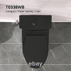 One Piece Toilet Black Elongated Toilets 12'' Dual Flush 17'' Height Toilet Seat