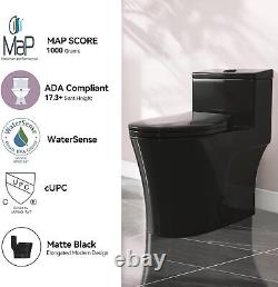 One Piece Toilet Black Elongated Toilets 12'' Dual Flush 17'' Height Toilet Seat