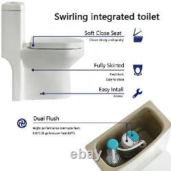 One Piece Toilet Small Size 1.28GPF Elongated Dual Flush with Soft Closing Seat