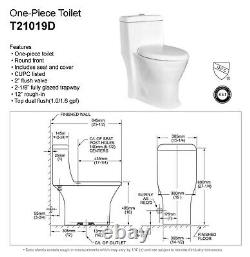Romano32120D Dual Flush Round Front One Piece Toilet with Quiet Close Seat, White