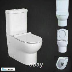 Round Back To Wall Close Coupled Modern Toilet WC Soft Close Free Connector