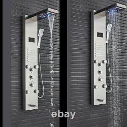 Stainless Steel Shower Panel Tower System LED Rainfall Shower Head, Bathroom Suit