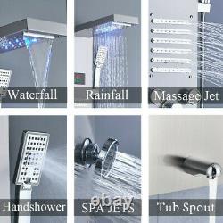 Stainless Steel Shower Panel Tower System LED Rainfall Shower Head, Bathroom Suit