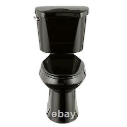 Two Piece Elongated Toilet 1.28 GPF High Efficiency Single Flush in Black
