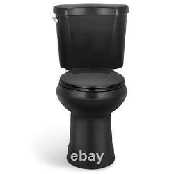 Two Piece Elongated Toilet 1.28 GPF High Efficiency Single Flush in Black