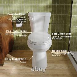 Two-Piece Toilet Round Chair Single Flush ADA Compliant Height 1.28 GPF, 17.3'