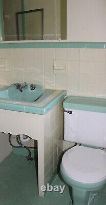 Vintage Blue-Green Toilet & Sink