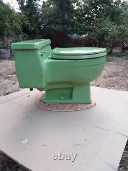 Vintage Kohler Pompton Toilet, Fresh Green, Low Profile, One Piece, Retro K3400