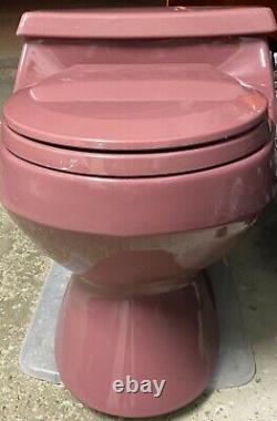 Vintage Kohler San Raphael one piece toilet and 2 hexagon sinks raspberry