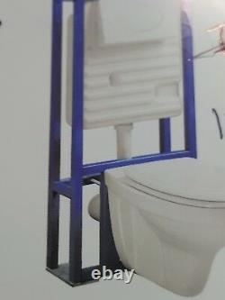 Wall hung metal frame for toilet and bidet with chrome flush