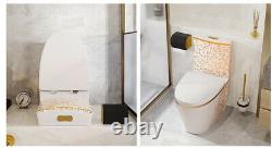 White Luxury Toilet WHITE & GOLD FLOWER WC