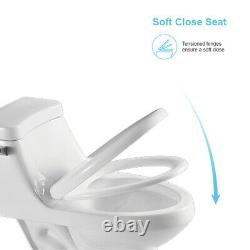 White Single Flush Elongated One Piece Toilet withSoft Closing Seat Water Closet