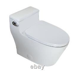 WinZo Elongated One Piece Toilet with Lower Tank Side Flush 1.28 GPF White