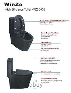 WinZo WZ5040B Black One Piece Toilet With Dual Flush Elongated Comfortable Bowl