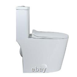 WinZo WZ5079N Compact Short One Piece Dual Flush Toilet For Small Bathroom White