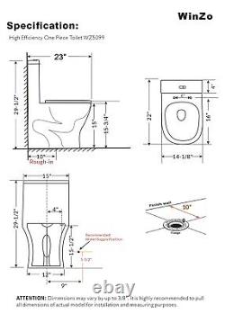 WinZo WZ5099 Small One Piece Toilet Compact Modern Tiny Bathroom 10 rough-in