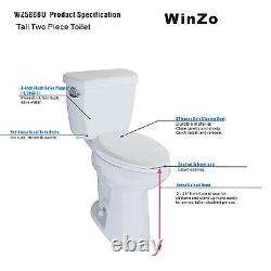 WinZo WZ5888U Extra Tall Two Piece Toilet For Seniors Tall Disabled People White