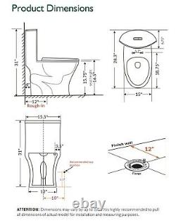 Yingze Modern Dual Flush One Piece Toilet Powerful Flush Easy Clean White (5020)